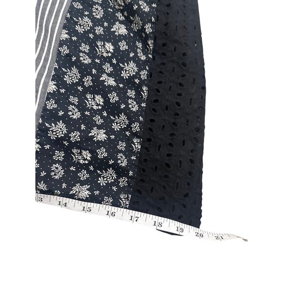 Super Hakka Japan Women's Bermuda Shorts Wide Leg Boho Floral Striped Eyelet, 6 - Picture 5 of 9